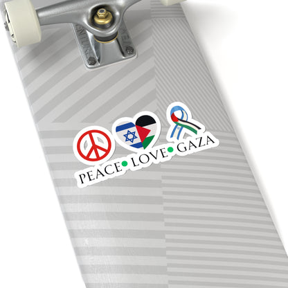Peace, Love & Gaza Stickers