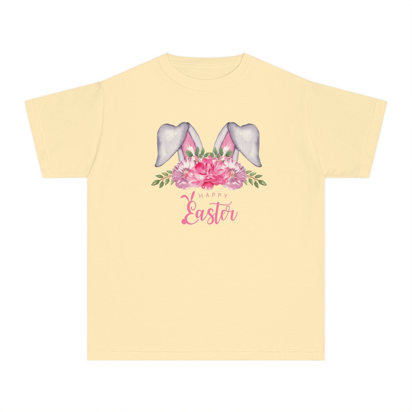 Floral Watercolor Bunny Kids Easter Tee