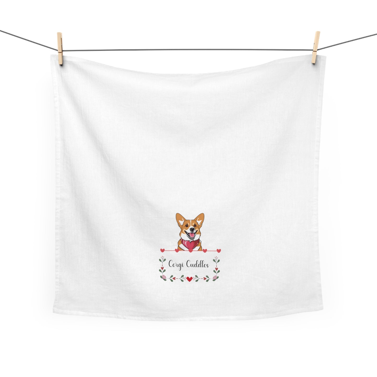 Cuddly Corgi Canine Valentine Gift  Kitchen Tea Towel
