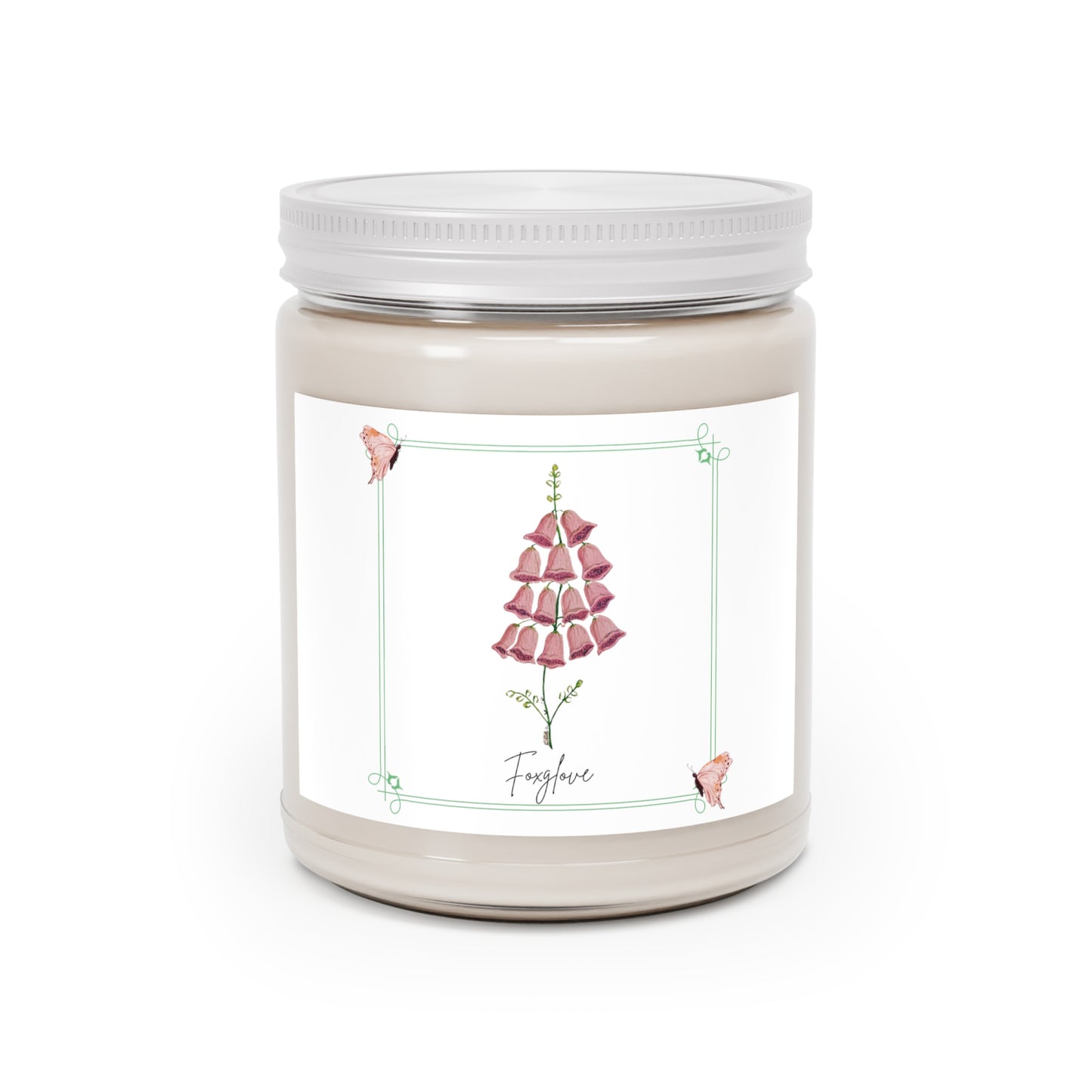 Fabulous Foxglove Floral Handpainted Botanical Scented Candles, 9oz