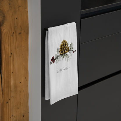 Handpainted Winter Pine Cone Tea Towels