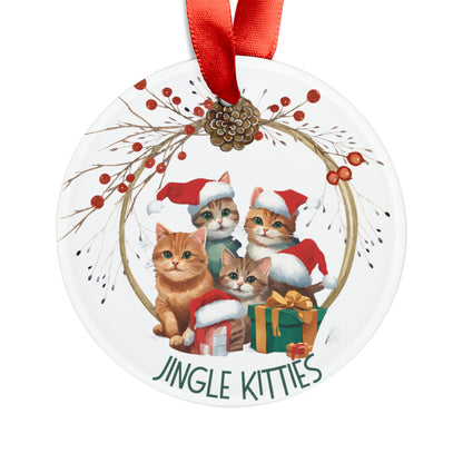 Jingle Kitty Holiday Ornament with Ribbon