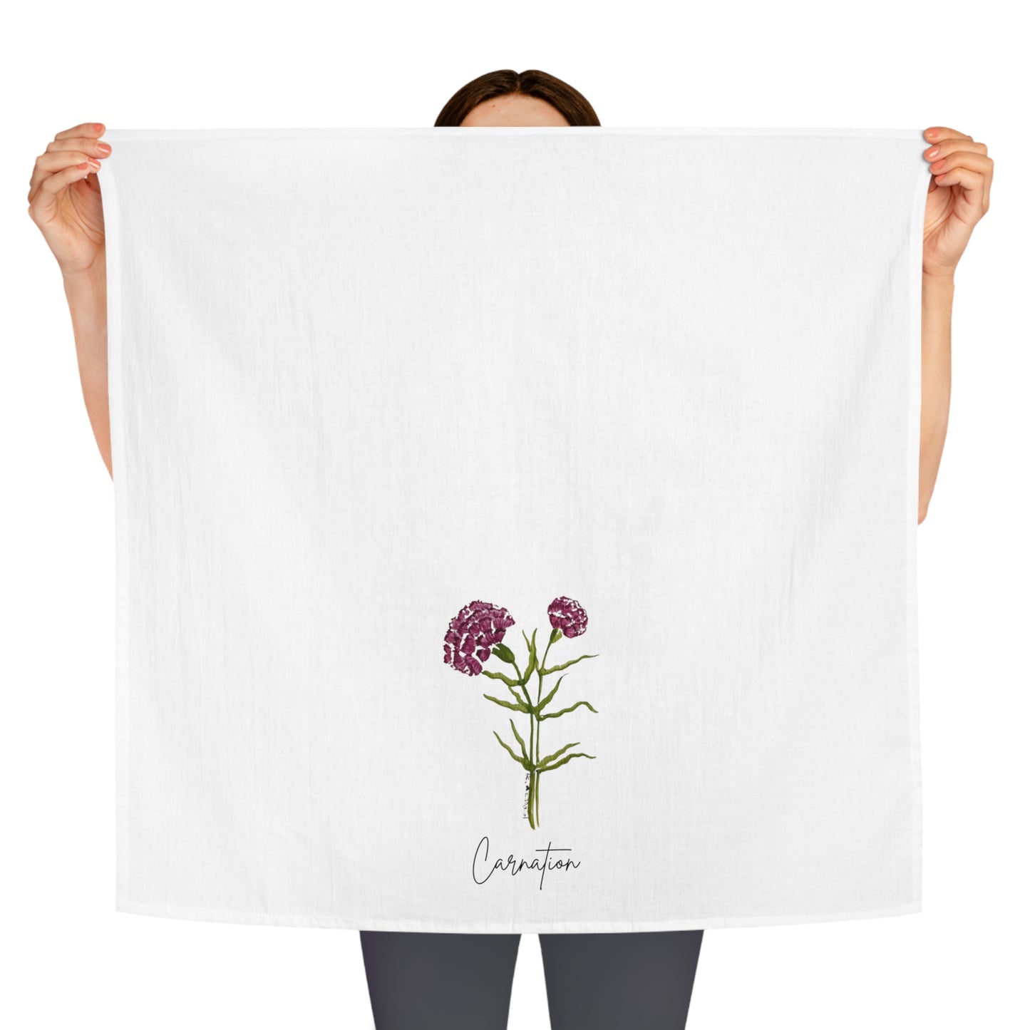 Handpainted Carnation Floral Tea Towels