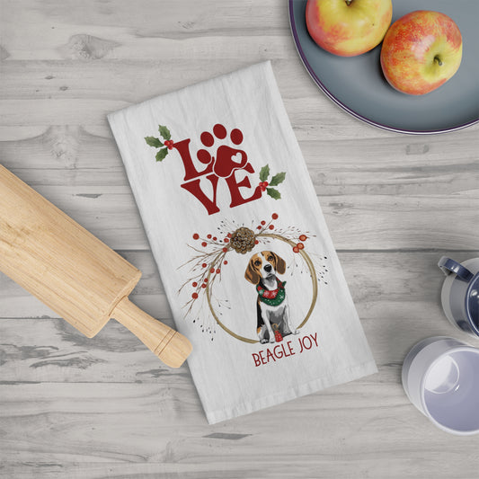 Beagle Holiday Tea Towel