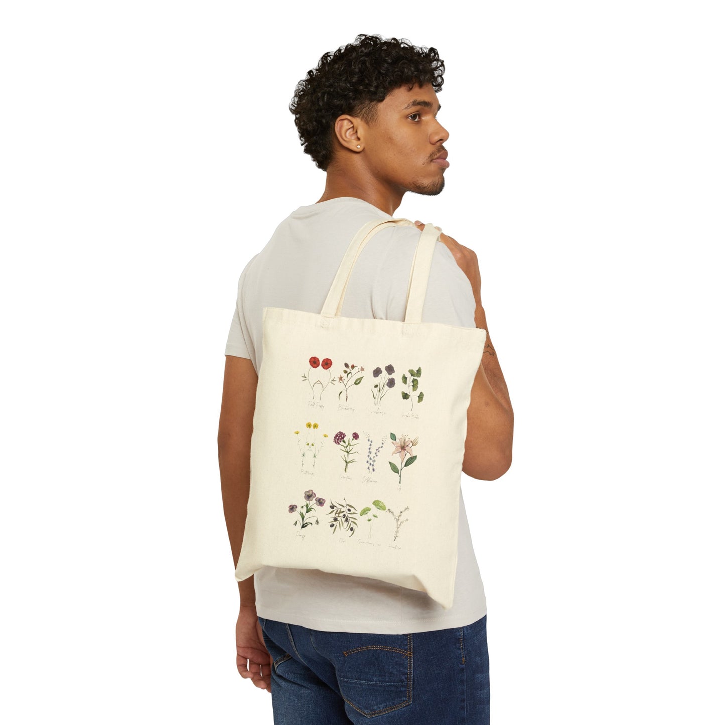 Assorted Wildflower Cotton Canvas Tote Bag