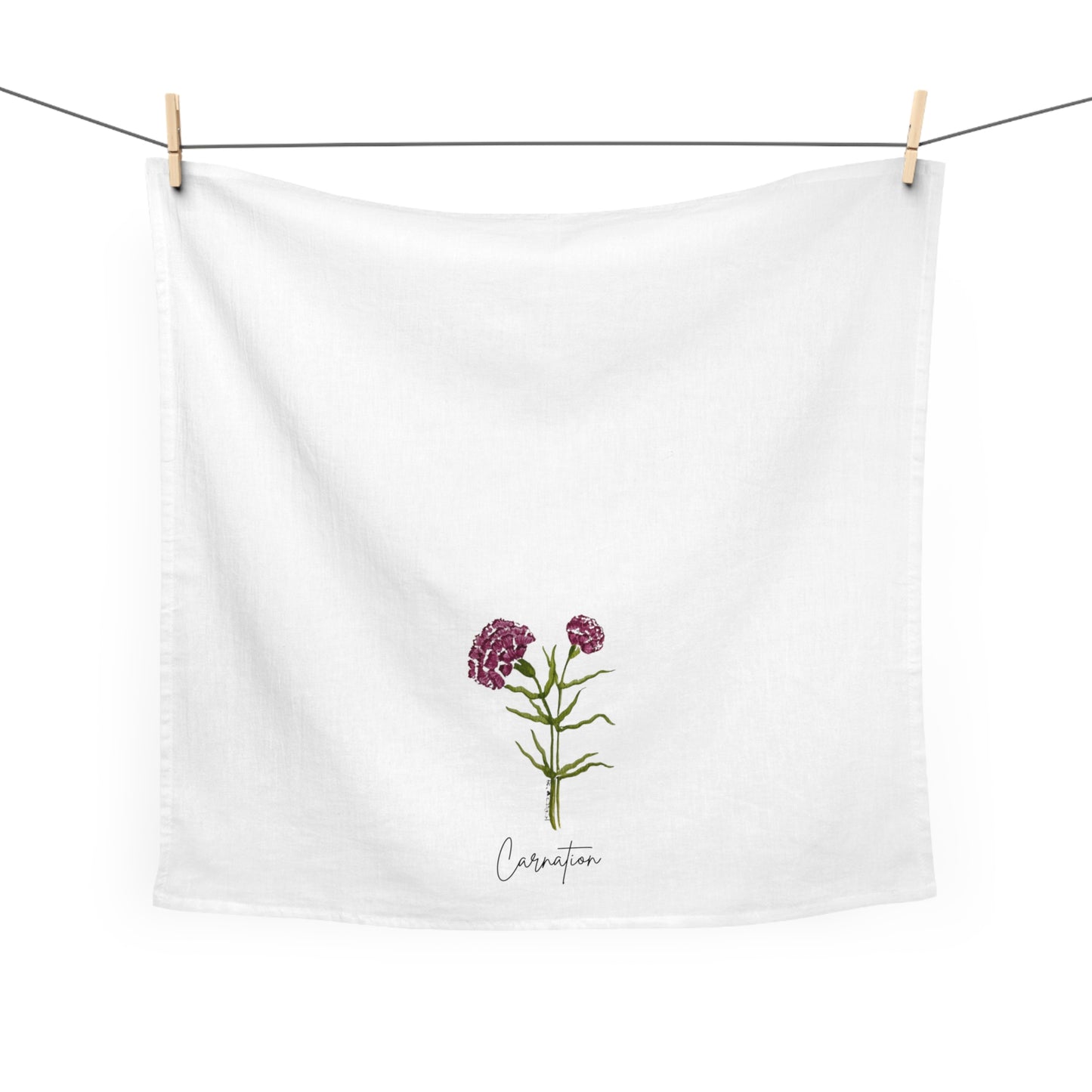 Handpainted Carnation Floral Tea Towels