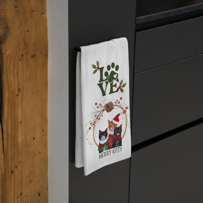 Merry Kitty  Holiday Tea Towel