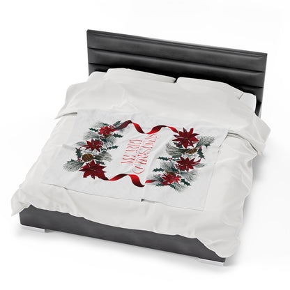 Merry Christmas Velveteen Plush Blanket