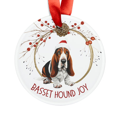 Basset Hound Holiday Ornament with Ribbon