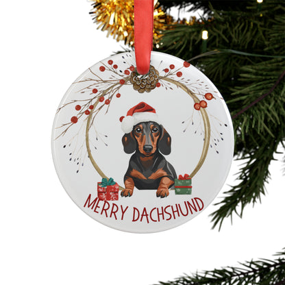 Dachshund Holiday Ornament with Ribbon