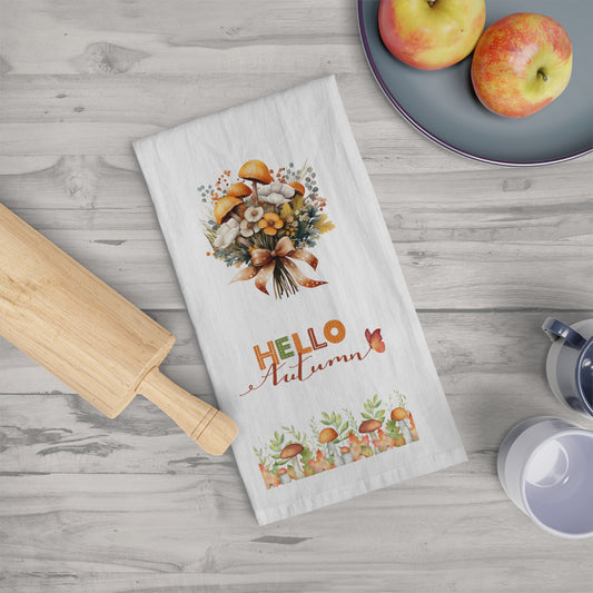 Autumn Mushroom Holiday Tea Towel