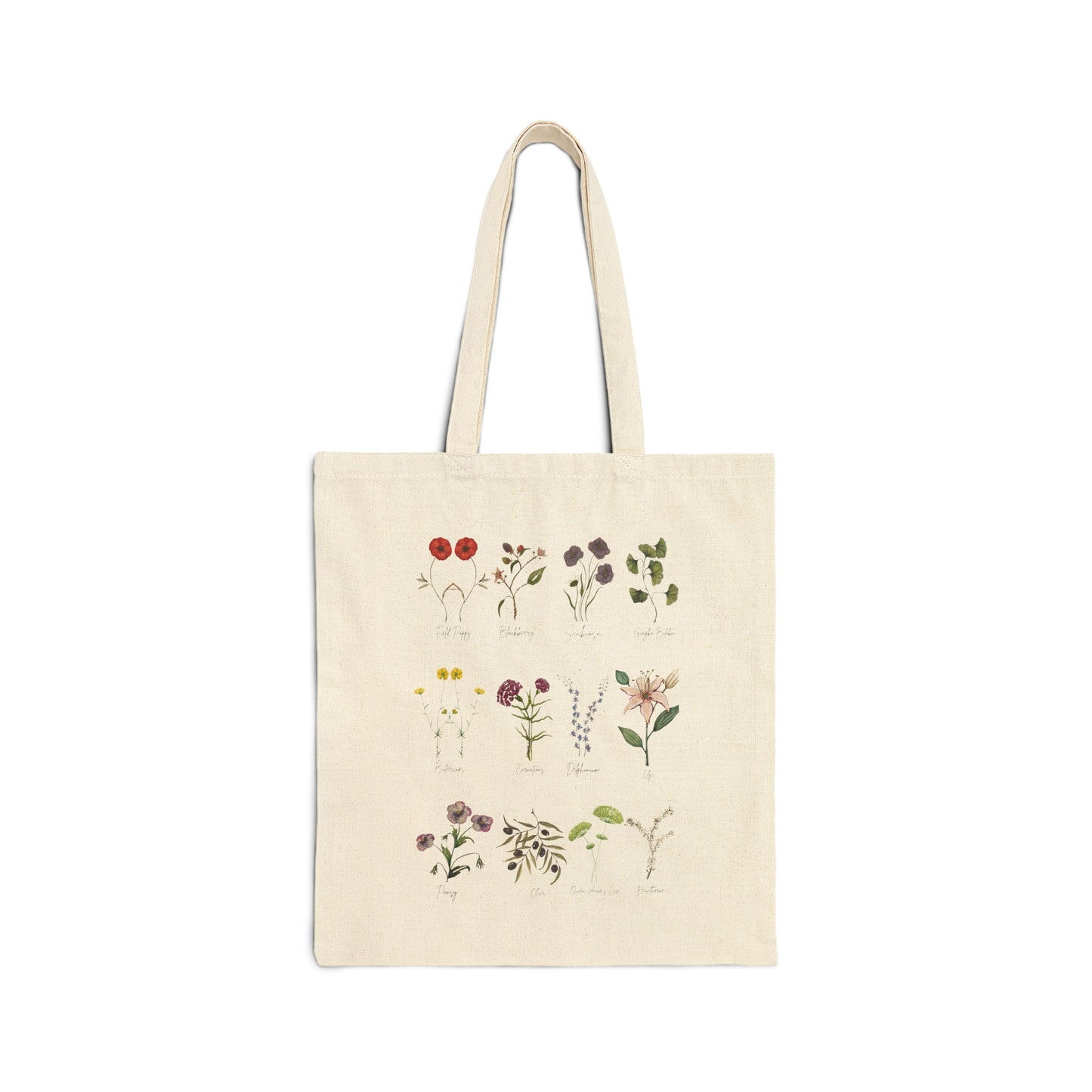 Assorted Wildflower Cotton Canvas Tote Bag