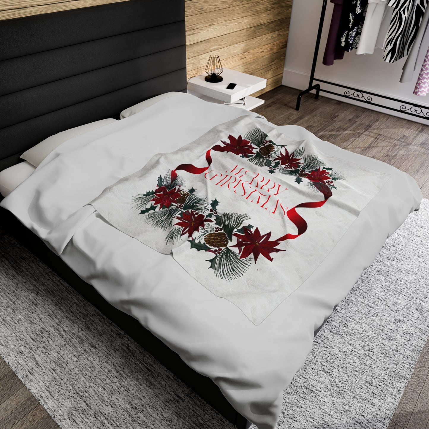 Merry Christmas Velveteen Plush Blanket