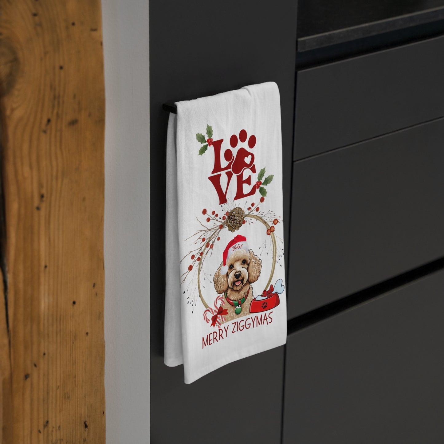 Personalized Poodle Holiday Tea Towel