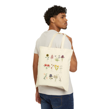 Assorted Wildflower Cotton Canvas Tote Bag