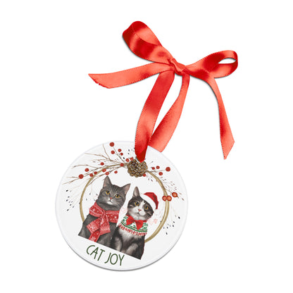 Cat Joy Holiday Ornament with Ribbon