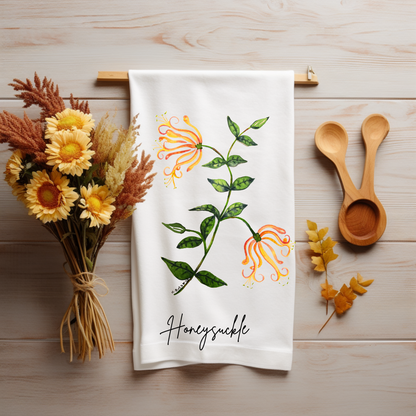 Handpainted Honeysuckle Towels