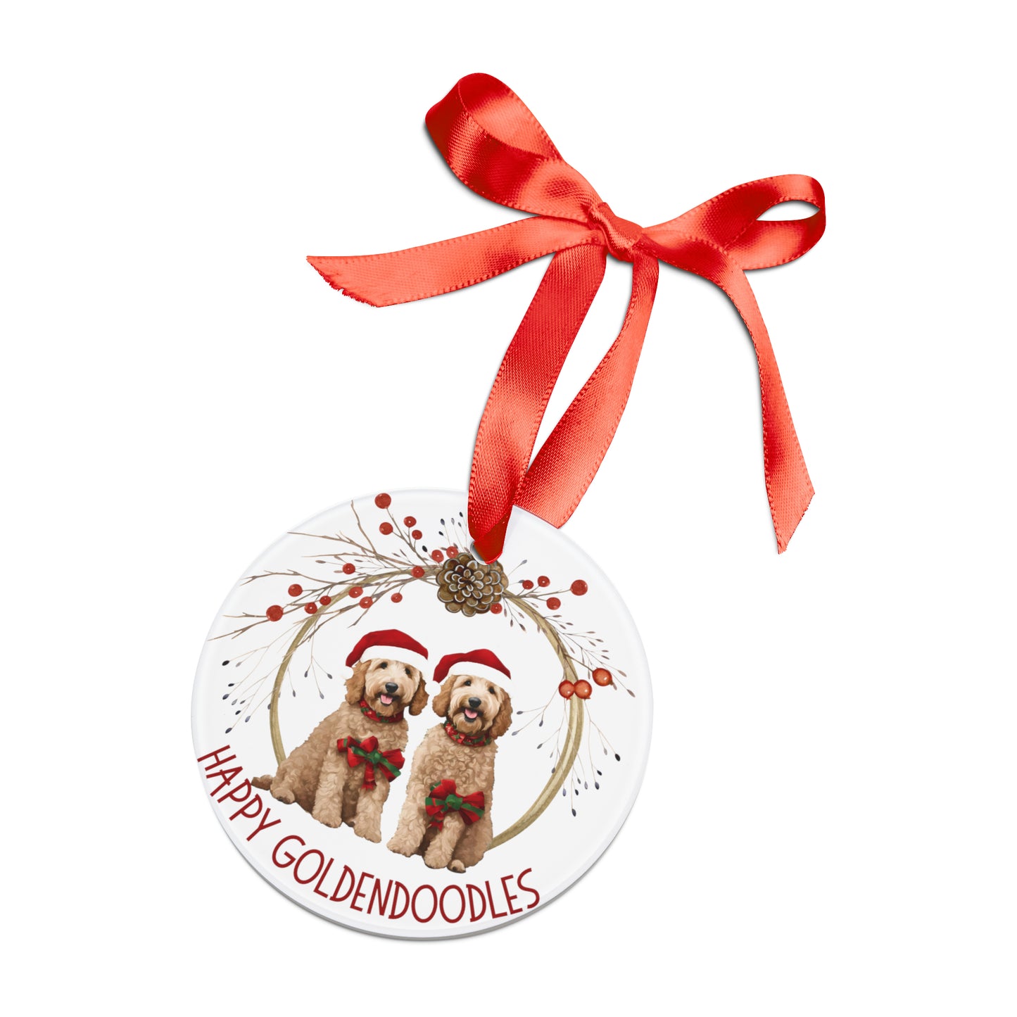 Goldendoodles Holiday Ornament with Ribbon