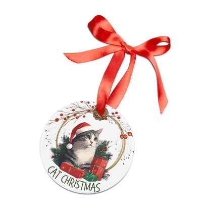 Cat Christmas Ornament with Ribbon