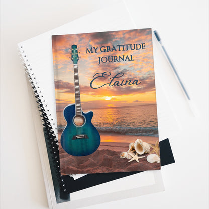 Personalized Seaside Guitar Gratitude Journal - Ruled Line