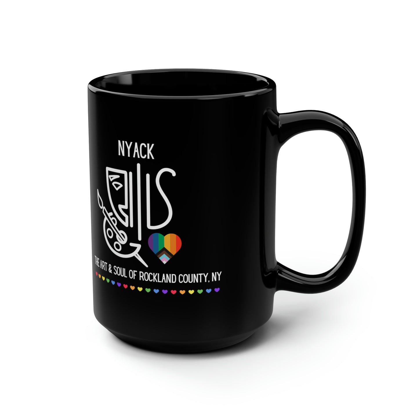 Nyack Pride Art & Soul All Black Mug, 15oz