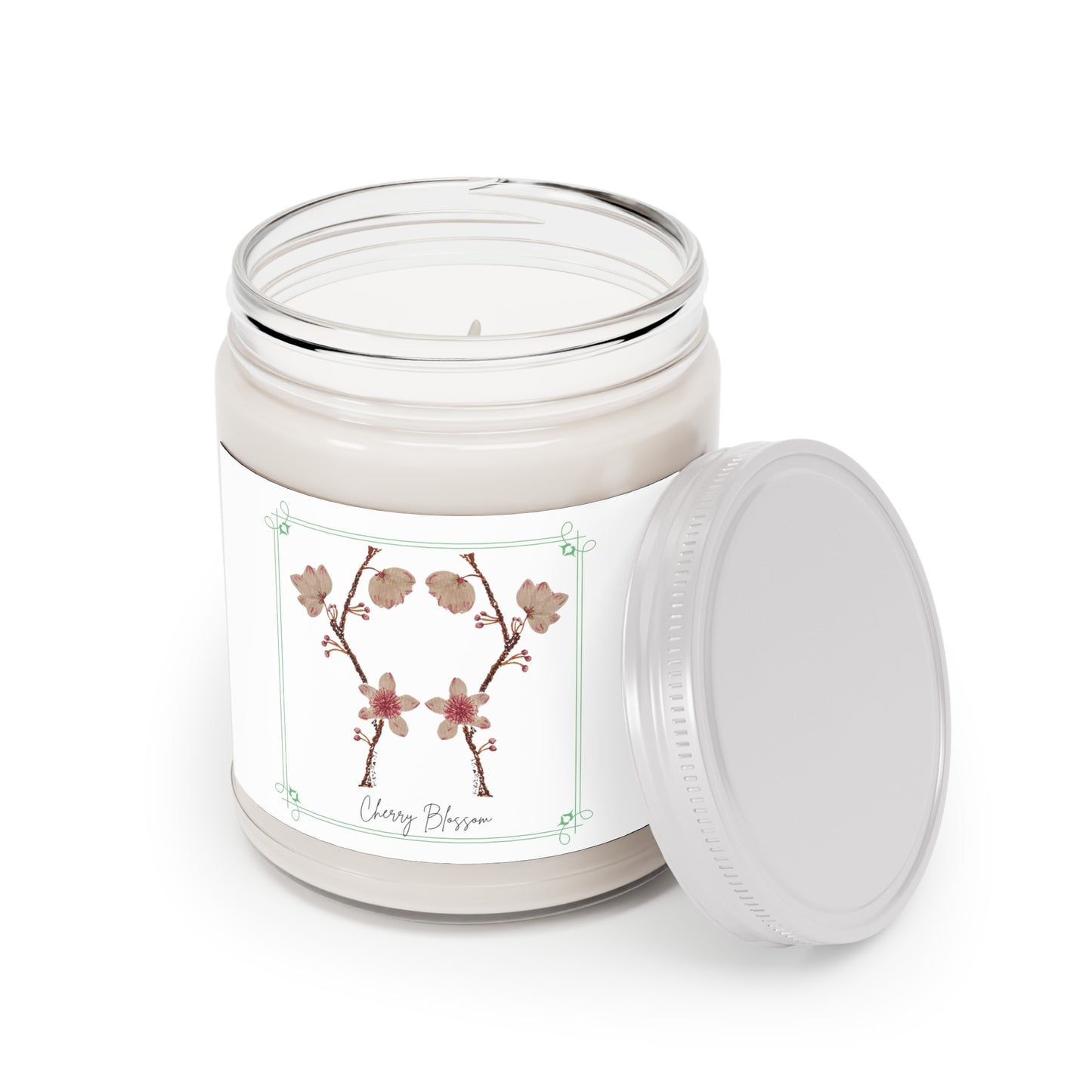 Cherry Blossom Handpainted Scented Candles, 9oz