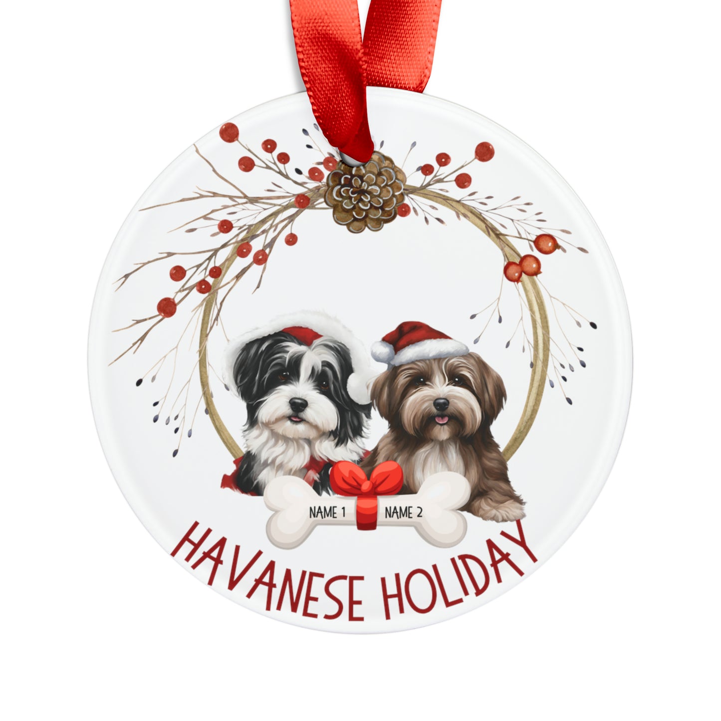Havanese Holiday Ornament with Ribbon