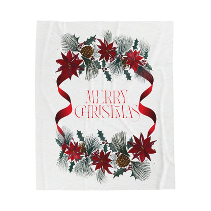 Merry Christmas Velveteen Plush Blanket