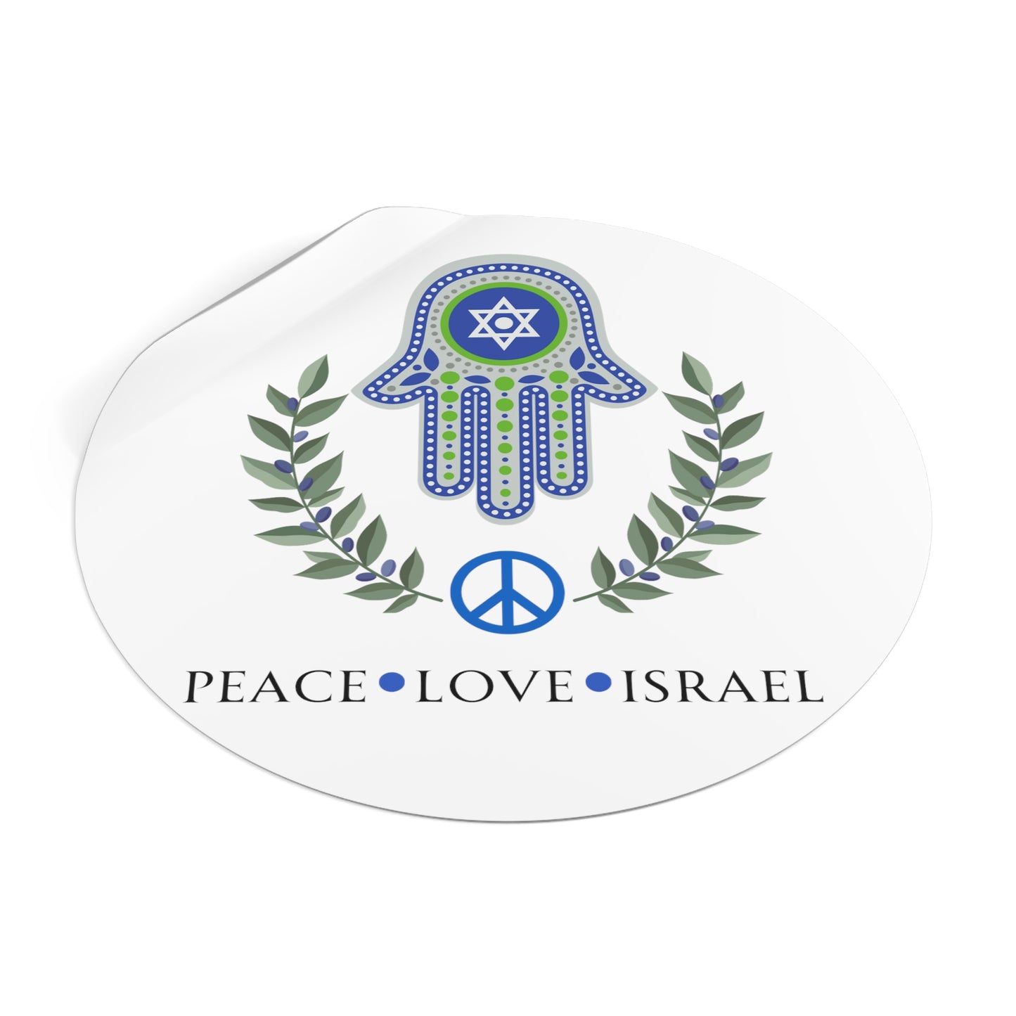 Peace, Love, & Israel Round Vinyl Stickers