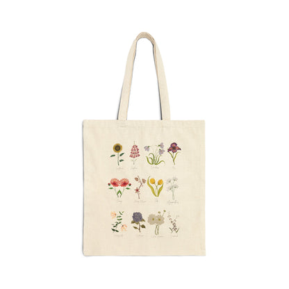 Assorted Wildflower Cotton Canvas Tote Bag